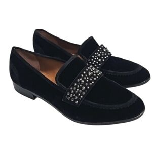 Franco Sarto Johanna black velvet loafer studded detail women'saize 8.5